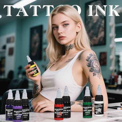 GTARTISTOO 8 Colors Tattoo Ink Set 1/2 OZ(15ml)/Bottle Professional Tattoo Ink Tattoo Inks Pigment Kit