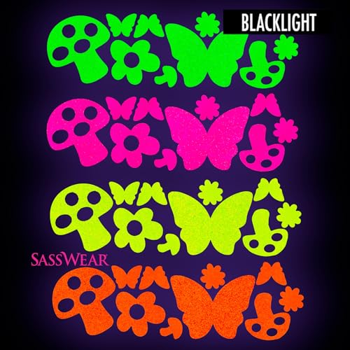 Sasswear Neon Blacklight Body Stickers - 40 Pack Glow Party