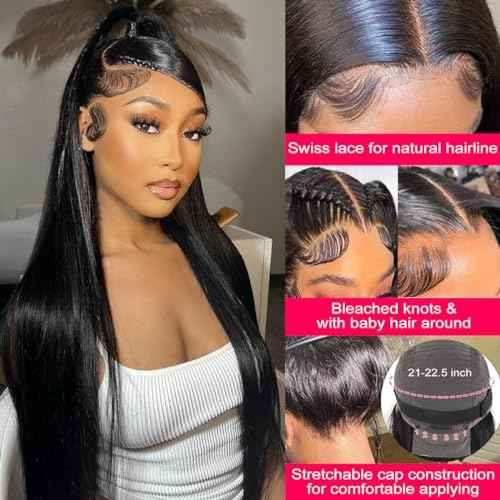 Straight Human Hair Wigs for Women Lace Front Wigs Pre Plucked Glueless 13x6 HD Lace Front Wigs Human Hair 180% Density Straight Frontal Wigs Human Hair 20 Inch