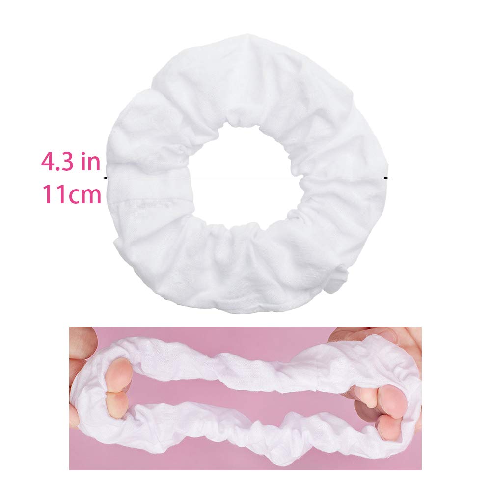 RJMBMUP 20 Pack White Cotton Scrunchies for Tie Dye Party Hair Elastic Hair Ties Pony Tail Holder for Women