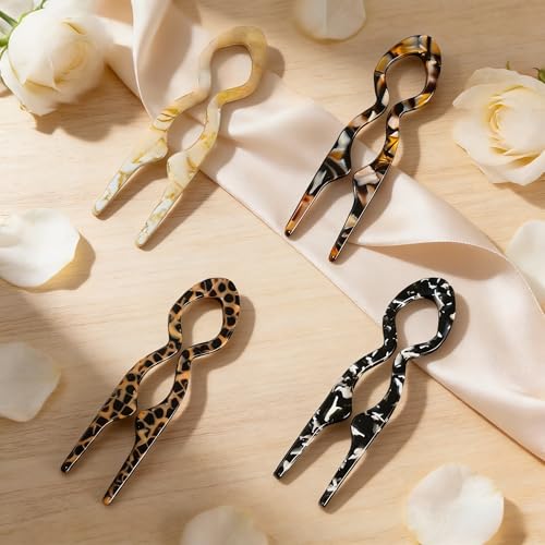Prestige French Hair Pins - 4 PCS Tortoise Shell Styling Pins for Updos