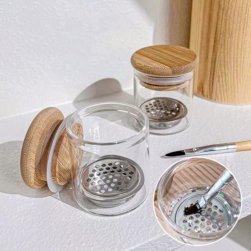 BRAVIKERLY Nail Art Cleaning Cup with Stainless Steel Filter