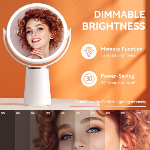 Auxmir 30X/1X Double-Sided Makeup Mirror with LED Lights