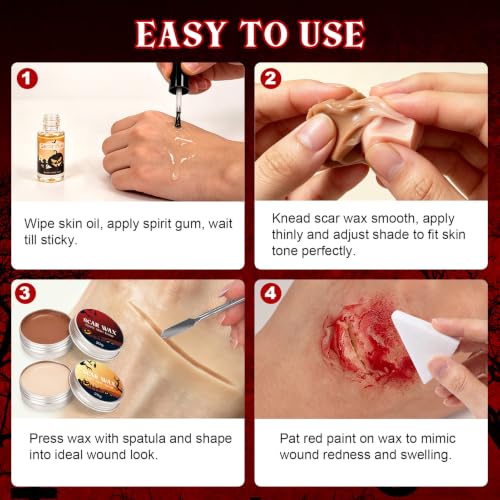 Halloween SFX Makeup Kit 24pcs - Fake Blood, Scar Wax, Face Paint