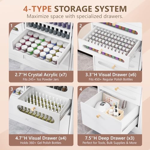 OmySalon 47.2" Nail Polish Organizer Cabinet - 20 Drawers