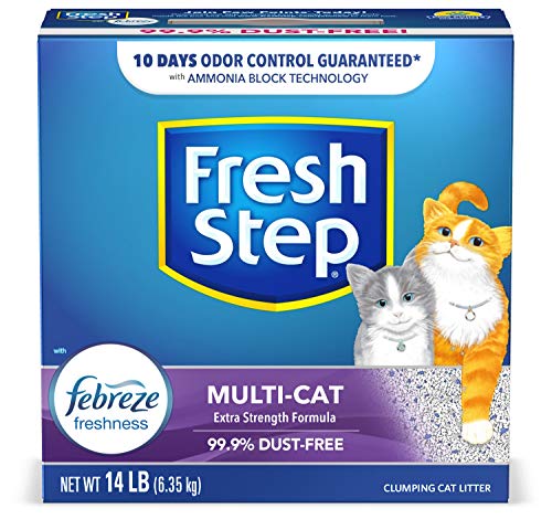 Fresh Step Clumping Cat Litter, Unscented, Long Lasting Odor Control Kitty Litter with Activated Charcoal, 14 lb