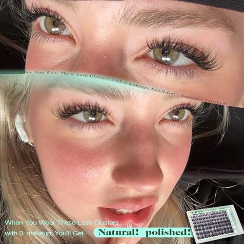 Natural Wispy Lash Clusters with Clear Band - D-Curl 10-16mm