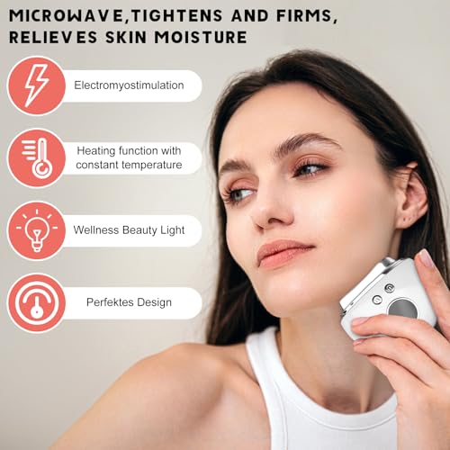 Gua Sha Facial Tools with Heating & Vibration - 4-in-1 Lymphatic Contour Face Brush£¬Red¡¢Blue¡¢Purple Light Therapy, Microcurrent Massager for Anti-Aging & Home SPA