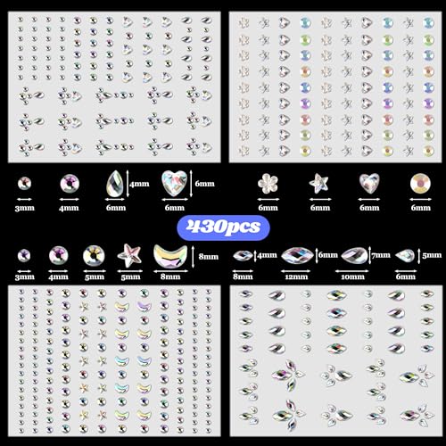 Remione Body Glitter & Rhinestone Stickers - 430 Gems & 50ml Gel