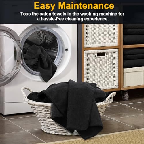 UNIMADE Salon Towels 24 Pack, 16x29 Microfiber Black