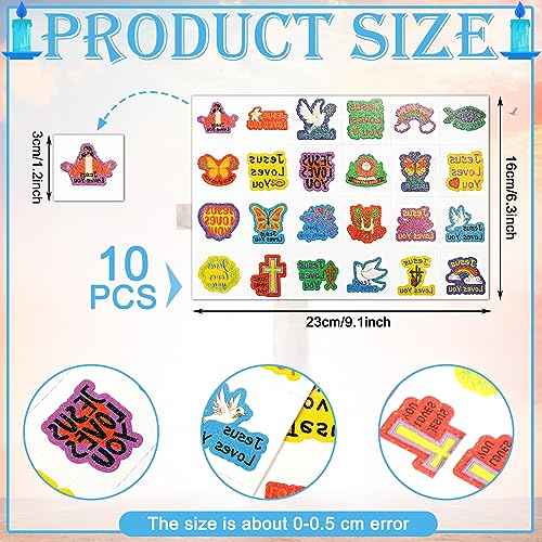 Landhoow 240 Pcs Jesus Loves You Tattoos Temporary for Kids Glitter Face Tattoos Cool Body Sticker Costume Accessory for Adults Boys Girls Party Favor