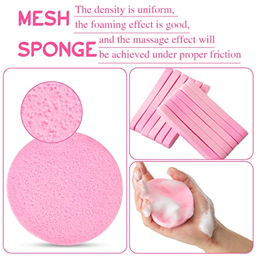 Foaincore 600 Pieces Compressed Facial Sponge Round Facial Sponge for Estheticians Face Sponges for Cleansing Makeup Removal Wash Pads Disposable Sponges for Women Spa Exfoliating Cleansing(Pink)