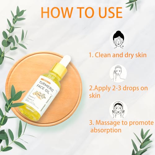 MR.A 3Pack Turmeric Oil, Turmeric oil with Vitamin C for Face Body, Great for Cleanses Skin, Moisturize & Soothing skin, Tumeric Face Oil for All Skin Type