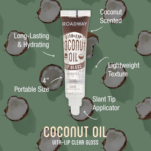 Ruby Kisses Broadway Vita-Lip Clear Lip Gloss (Coconut Oil 6 Pack), Ultra-Hydrating & Soothing Formula with Vitamin Oils, High-Shine Non-Sticky Finish, Healing Glossy Lip Balm Locks in Moisture