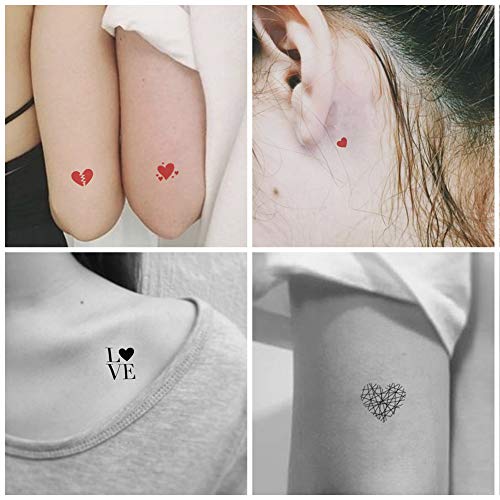Red Black Heart Temporary Tattoos Waterproof Stickers