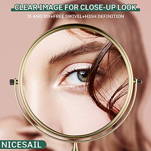 Nicesail 8" Tabletop Makeup Mirror - Double-Sided 1X/10X Magnifying