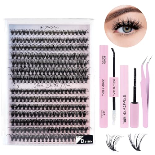 DIY Lash Extension Kit Eyelash Clusters 9-16mm,280PCS Individual Lashes Kit Perfect for At-Home Use, Beginner-Friendly with Bond Seal Remover and Tweezers (Black, 30D&40D9-16MM NM01)