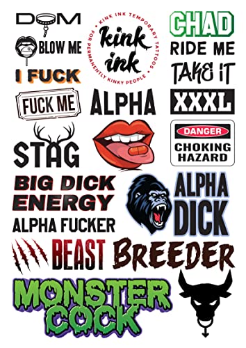 Kink Ink 19 Temporary Tattoos Adult Party