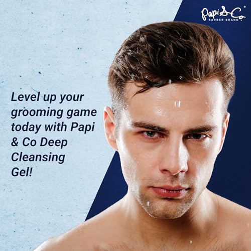 PAPI & CO. - Men's Beard & Face Wash - Deep Cleansing Gel Facial Cleanser - Hydrating Purifying Exfoliating Beard Wash - Moisturizing Conditioner for Itching Relief - Sulfate & Paraben- Free - 4.2 oz