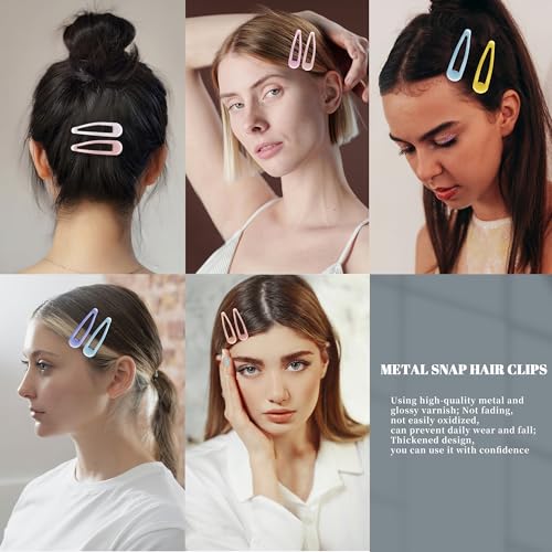 20 Pack No-Slip Hair Barrettes for Women - Multi-Colored Metal Clips