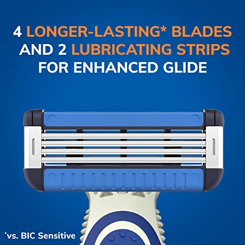 BIC EasyRinse Anti-Clogging Men's Disposable Razors for a Smoother Shave With Less Irritation*, Easy Rinse Shaving Razors With 4 Blades, 6 Count