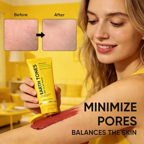 Australian Red Clay Face Mask, Earth Tones Face Mask, Mineral-Rich Purifying Mud Mask with Desert Lime, Rainforest Lime Extracts & Shea Butter, Smoother Skin, All Skin Types, 100 ML (2)