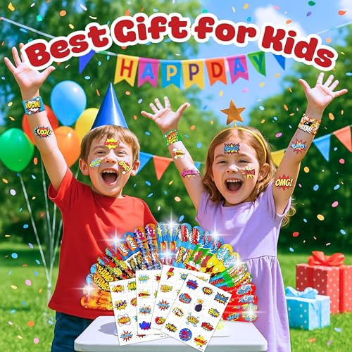 Hero Party Favor Set - 72 Pieces Tattoos & Slap Bracelets