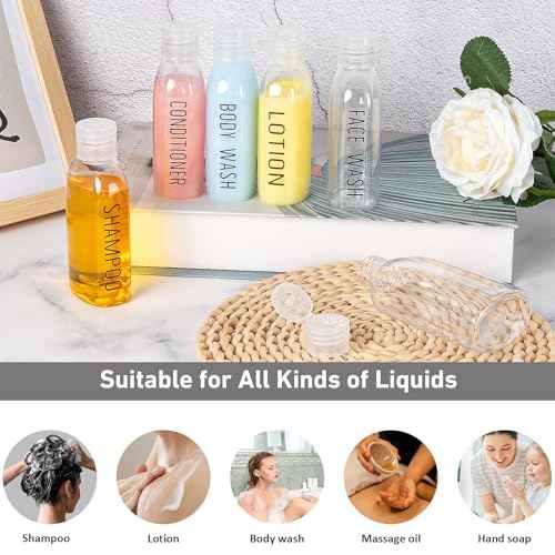 Travel Bottles for Toiletries 6 PCS 3.4oz/100ml Travel Size Containers Plastic Lotion Bottle TSA Approved Leak Proof Squeeze Bottles with Flip Cap for Toiletries, Shampoo & Lotion (Clear)