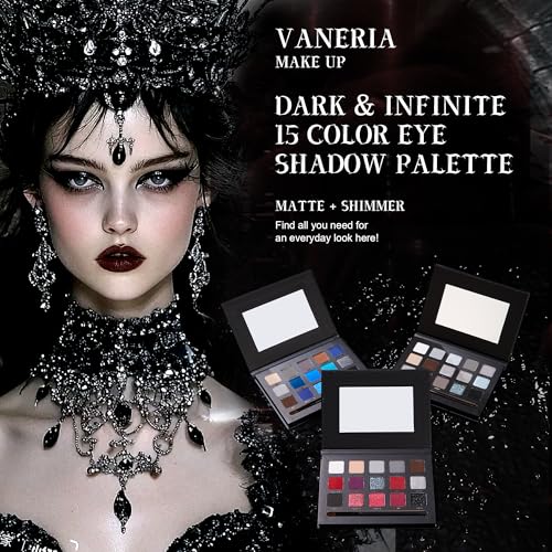 VANERIA 15-Color Smoky Eyeshadow Palette - Goth Makeup
