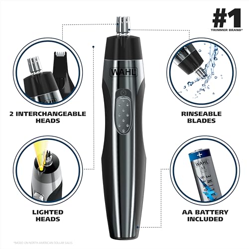 Wahl Lighted Battery Nose Hair Trimmer for Men & Women. Painless, Easy to See Nose, Ear, and Eyebrow Trimming with Built in Light, Battery Included. ? Model 3023283