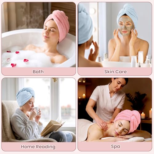 Mandydov 100% Cotton Hair Towel Wraps - 2 Pack Super Absorbent
