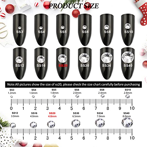 4320 Pieces Rhinestones for Christmas Decoration Flatback Glass Crystal Red Clear Green Rhinestone for X-mas Crafts DIY Nails Makeup Face Clothes Shoes(SS20,4.8-5.0MM)