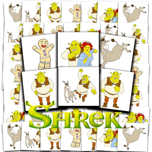 Shrek Temporary Tattoos - 72 Pack Party Favors