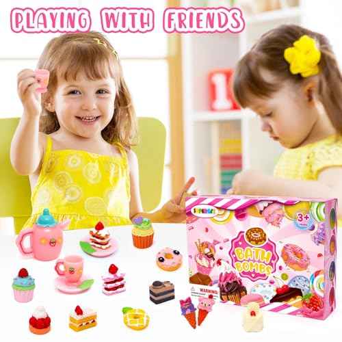 Bath Bombs for Kids Bath Bomb Gift Set Natural Bubble Bathbombs Fizzy Spa Bath for Kids Girls Birthday Valentines Day Gift