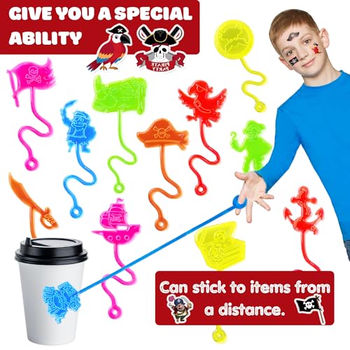48 Pirate Party Favors - Stick Hands & Temporary Tattoos for Kids