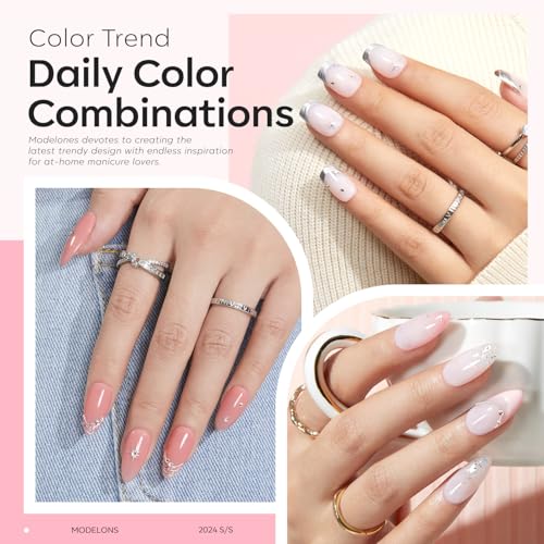 Modelones Base Coat Builder Nail Gel - 2 Pcs Nude & Rose Pink, Modelones B-Nude Rose-2