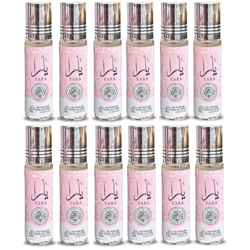 Lattafa Yara Roll-On Perfume Oil 10ml - Alcohol-Free, Long-Lasting Fragrance (Pack of 12)