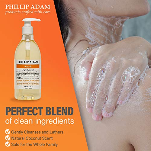 Phillip Adam Coconut Body Wash for All Skin Types - Sulfate Free and Gluten Free - All-Natural Based Ingredients - 13.5 Fl Oz
