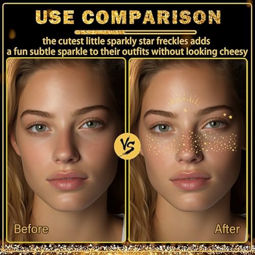 Gold Glitter Face Gems - 20 Pcs Self-Adhesive Makeup Patches