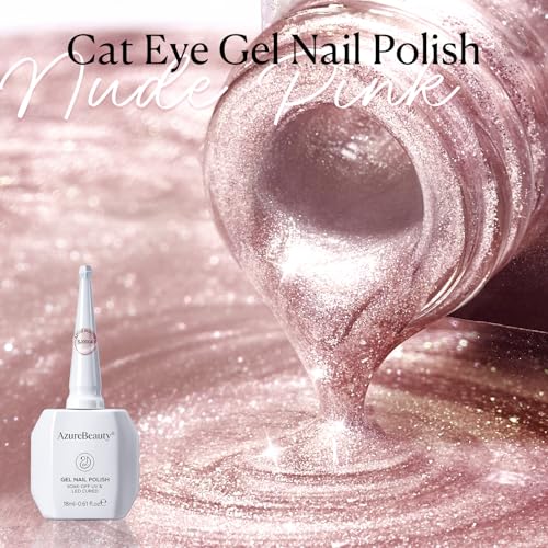 AZUREBEAUTY Pink Cat Eye Gel Nail Polish 18ML with Magnetic Stick - Nude Pink