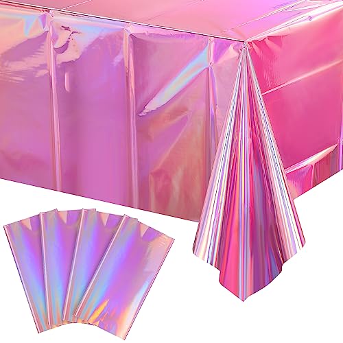 4-Pack Iridescent Pink Plastic Tablecloths 54x108