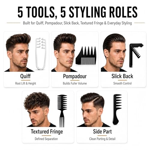 5-Piece Root Lift Texture Comb Set for Men & Women
