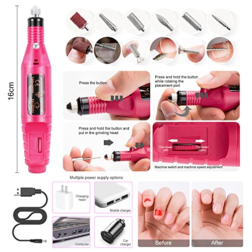 Acrylic Nail Kit With Black Nail Polish,Drill And U V Light Full Nail Kit Set