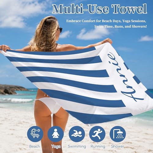 Personalized Beach Towel - Super Soft Microfiber, Quick-Dry for Kids & Adults