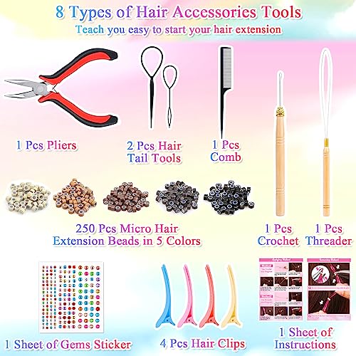 ROADPLUM Hair Tinsel Kit with 16 Colors & Hair Feathers for Party & Cosplay