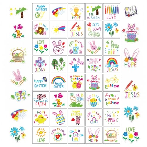 YVAINE 80pc Christian Easter Temporary Tattoos, Waterproof