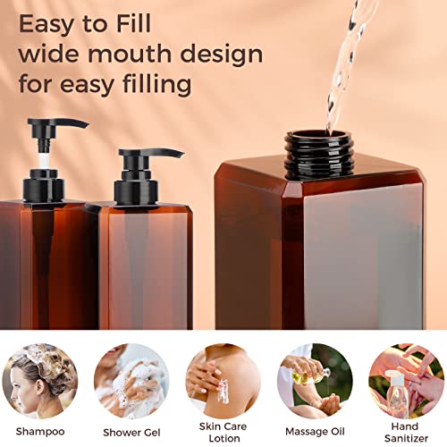 Suream 33.8oz Pump Bottles for Shampoo & Conditioner, 3-Pack with Labels
