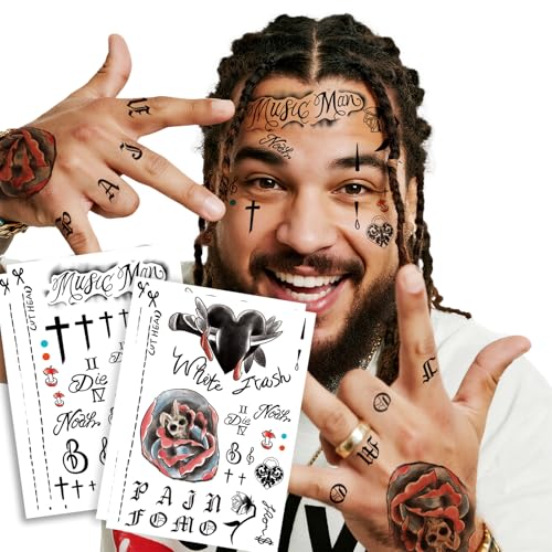 Country Rap Temporary Tattoos - 4 Sheets Waterproof Stickers