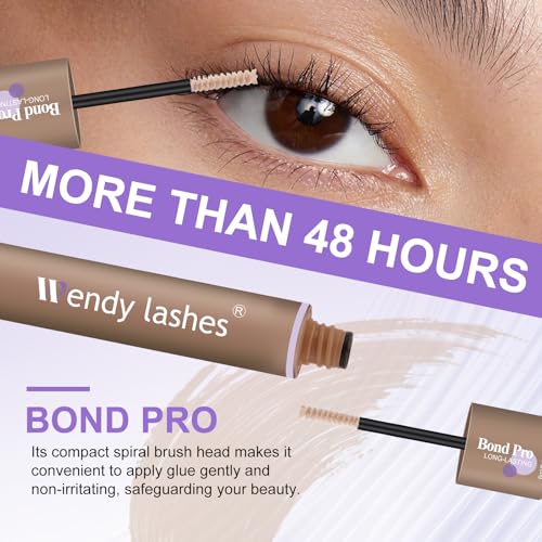 WENDY LASHES Brown Lash Cluster Glue, Lash Bond and Seal Waterproof, Quick-Dry Long-Lasting 72H Eyelash Glue for Clusters, Eyelash Adhesive, More Natural, More Solid, and More Gentle - 12ml