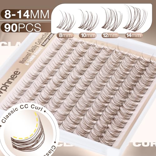 Brown Cluster Lashes 8-14MM Clear Band Wispy Natural Eyelashes
